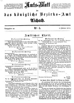 Amtsblatt für das Bezirksamt und Amtsgericht Aichach Sonntag 1. Februar 1874