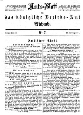 Amtsblatt für das Bezirksamt und Amtsgericht Aichach Sonntag 15. Februar 1874