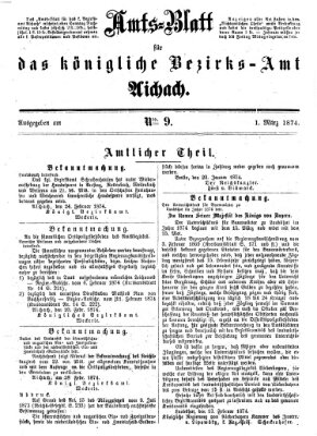 Amtsblatt für das Bezirksamt und Amtsgericht Aichach Sonntag 1. März 1874