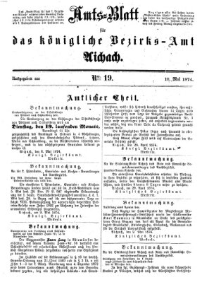 Amtsblatt für das Bezirksamt und Amtsgericht Aichach Sonntag 10. Mai 1874