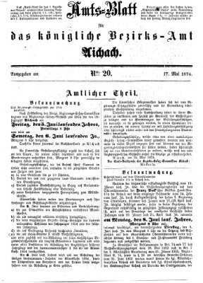 Amtsblatt für das Bezirksamt und Amtsgericht Aichach Sonntag 17. Mai 1874