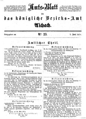 Amtsblatt für das Bezirksamt und Amtsgericht Aichach Sonntag 7. Juni 1874