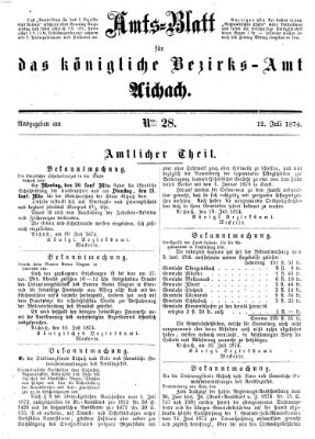 Amtsblatt für das Bezirksamt und Amtsgericht Aichach Sonntag 12. Juli 1874