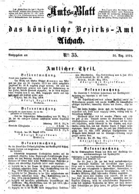 Amtsblatt für das Bezirksamt und Amtsgericht Aichach Sonntag 30. August 1874