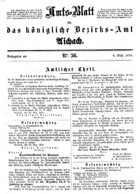 Amtsblatt für das Bezirksamt und Amtsgericht Aichach Sonntag 6. September 1874