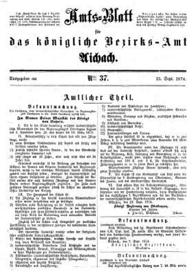 Amtsblatt für das Bezirksamt und Amtsgericht Aichach Sonntag 13. September 1874