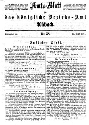 Amtsblatt für das Bezirksamt und Amtsgericht Aichach Sonntag 20. September 1874