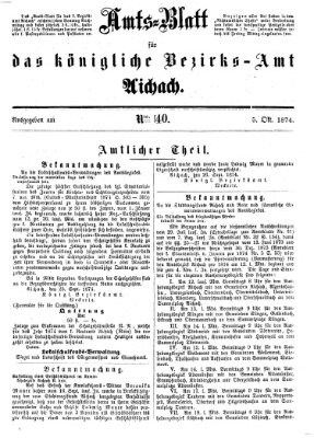 Amtsblatt für das Bezirksamt und Amtsgericht Aichach Montag 5. Oktober 1874