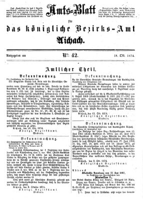 Amtsblatt für das Bezirksamt und Amtsgericht Aichach Sonntag 18. Oktober 1874