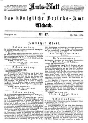 Amtsblatt für das Bezirksamt und Amtsgericht Aichach Sonntag 22. November 1874