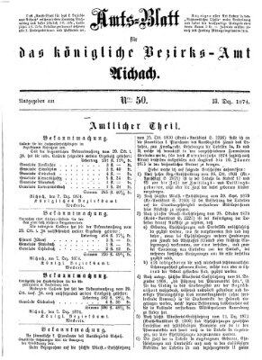 Amtsblatt für das Bezirksamt und Amtsgericht Aichach Sonntag 13. Dezember 1874