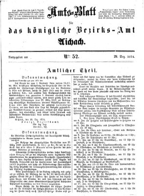 Amtsblatt für das Bezirksamt und Amtsgericht Aichach Montag 28. Dezember 1874