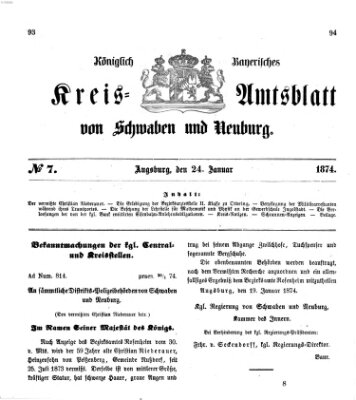 Königlich Bayerisches Kreis-Amtsblatt von Schwaben und Neuburg Mittwoch 14. Januar 1874