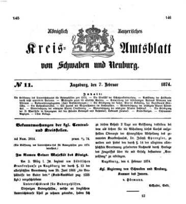 Königlich Bayerisches Kreis-Amtsblatt von Schwaben und Neuburg Samstag 7. Februar 1874