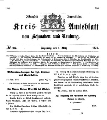 Königlich Bayerisches Kreis-Amtsblatt von Schwaben und Neuburg Mittwoch 4. März 1874