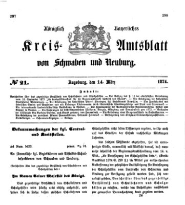 Königlich Bayerisches Kreis-Amtsblatt von Schwaben und Neuburg Samstag 14. März 1874