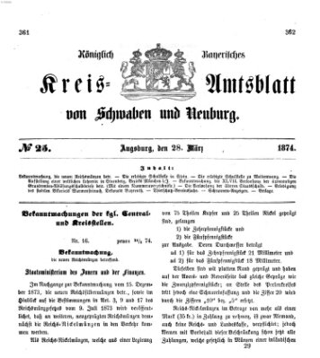 Königlich Bayerisches Kreis-Amtsblatt von Schwaben und Neuburg Samstag 28. März 1874