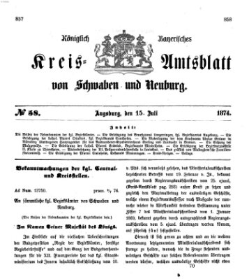 Königlich Bayerisches Kreis-Amtsblatt von Schwaben und Neuburg Mittwoch 15. Juli 1874