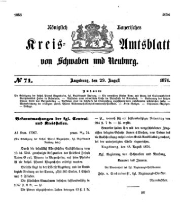 Königlich Bayerisches Kreis-Amtsblatt von Schwaben und Neuburg Samstag 29. August 1874