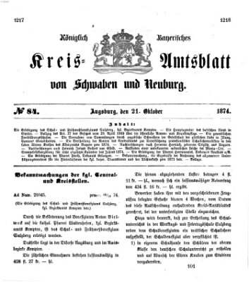 Königlich Bayerisches Kreis-Amtsblatt von Schwaben und Neuburg Mittwoch 21. Oktober 1874