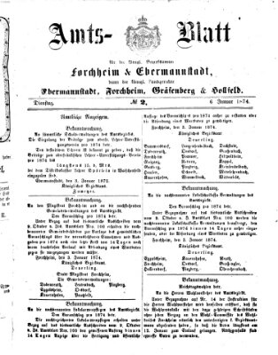 Amtsblatt für die Königlichen Bezirksämter Forchheim und Ebermannstadt sowie für die Königliche Stadt Forchheim Dienstag 6. Januar 1874