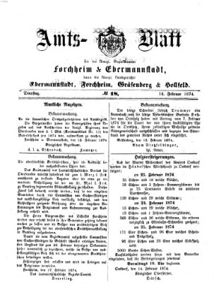 Amtsblatt für die Königlichen Bezirksämter Forchheim und Ebermannstadt sowie für die Königliche Stadt Forchheim Montag 16. Februar 1874