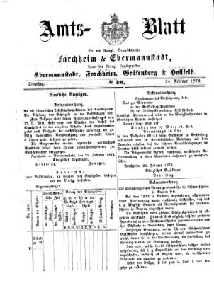 Amtsblatt für die Königlichen Bezirksämter Forchheim und Ebermannstadt sowie für die Königliche Stadt Forchheim Dienstag 24. Februar 1874