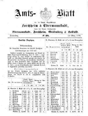 Amtsblatt für die Königlichen Bezirksämter Forchheim und Ebermannstadt sowie für die Königliche Stadt Forchheim Donnerstag 19. März 1874