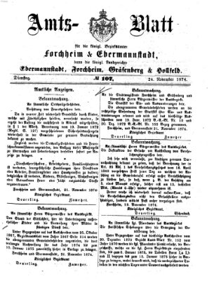 Amtsblatt für die Königlichen Bezirksämter Forchheim und Ebermannstadt sowie für die Königliche Stadt Forchheim Dienstag 24. November 1874