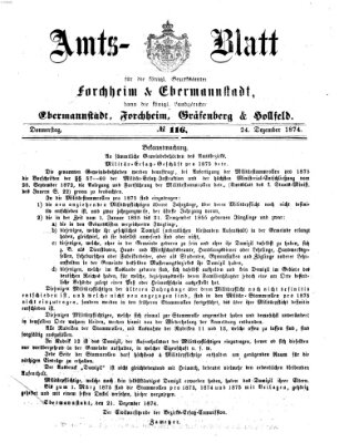 Amtsblatt für die Königlichen Bezirksämter Forchheim und Ebermannstadt sowie für die Königliche Stadt Forchheim Donnerstag 24. Dezember 1874