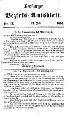 Neuburger Bezirks-Amtsblatt Montag 13. Juli 1874