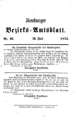 Neuburger Bezirks-Amtsblatt Sonntag 19. Juli 1874