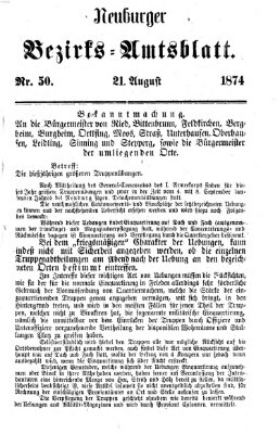 Neuburger Bezirks-Amtsblatt Freitag 21. August 1874