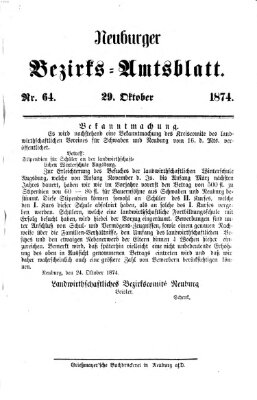 Neuburger Bezirks-Amtsblatt Donnerstag 29. Oktober 1874