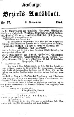 Neuburger Bezirks-Amtsblatt Montag 9. November 1874