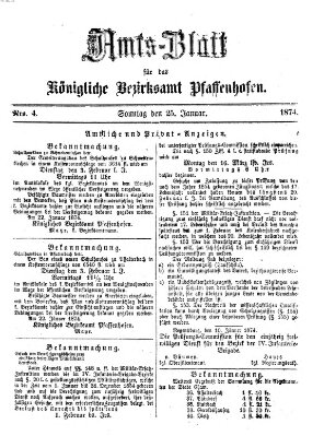 Amtsblatt für das Bezirksamt Pfaffenhofen Sonntag 25. Januar 1874