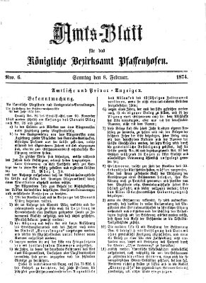 Amtsblatt für das Bezirksamt Pfaffenhofen Sonntag 8. Februar 1874