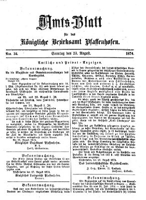 Amtsblatt für das Bezirksamt Pfaffenhofen Sonntag 23. August 1874