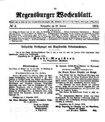 Regensburger Wochenblatt Dienstag 20. Januar 1874