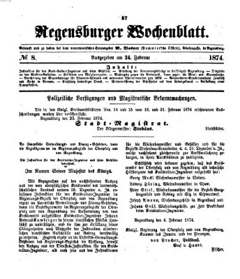 Regensburger Wochenblatt Dienstag 24. Februar 1874