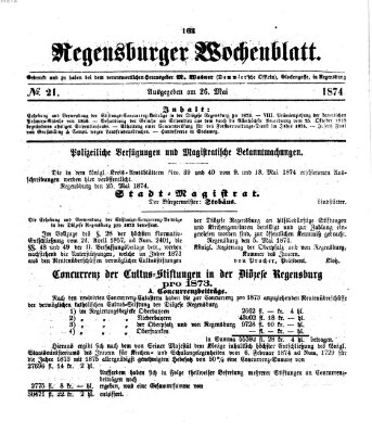 Regensburger Wochenblatt Dienstag 26. Mai 1874