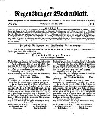 Regensburger Wochenblatt Dienstag 28. Juli 1874