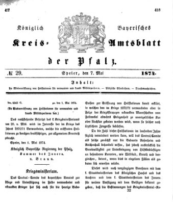 Königlich-bayerisches Kreis-Amtsblatt der Pfalz (Königlich bayerisches Amts- und Intelligenzblatt für die Pfalz) Donnerstag 7. Mai 1874