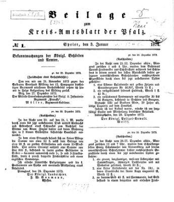 Königlich-bayerisches Kreis-Amtsblatt der Pfalz (Königlich bayerisches Amts- und Intelligenzblatt für die Pfalz) Samstag 3. Januar 1874