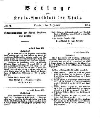 Königlich-bayerisches Kreis-Amtsblatt der Pfalz (Königlich bayerisches Amts- und Intelligenzblatt für die Pfalz) Mittwoch 7. Januar 1874