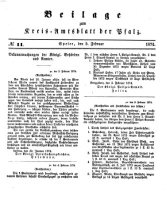 Königlich-bayerisches Kreis-Amtsblatt der Pfalz (Königlich bayerisches Amts- und Intelligenzblatt für die Pfalz) Donnerstag 5. Februar 1874