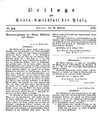 Königlich-bayerisches Kreis-Amtsblatt der Pfalz (Königlich bayerisches Amts- und Intelligenzblatt für die Pfalz) Montag 16. Februar 1874