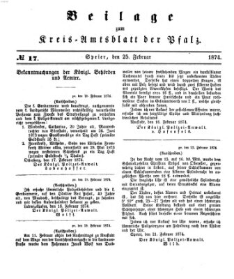 Königlich-bayerisches Kreis-Amtsblatt der Pfalz (Königlich bayerisches Amts- und Intelligenzblatt für die Pfalz) Mittwoch 25. Februar 1874
