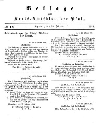 Königlich-bayerisches Kreis-Amtsblatt der Pfalz (Königlich bayerisches Amts- und Intelligenzblatt für die Pfalz) Samstag 28. Februar 1874