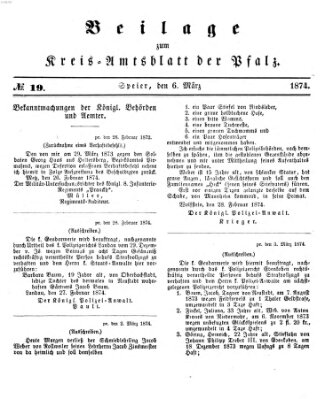 Königlich-bayerisches Kreis-Amtsblatt der Pfalz (Königlich bayerisches Amts- und Intelligenzblatt für die Pfalz) Freitag 6. März 1874